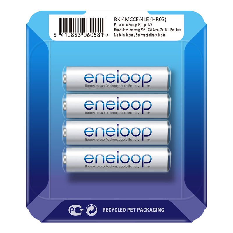 Uppladdningsbara batterier 4 x Panasonic Eneloop R03 / AAA 800mAh