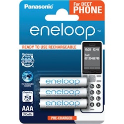 Uppladdningsbara batterier 3 x Panasonic Eneloop R03 AAA 800mAh för DECT