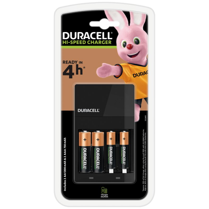 Batteriladdare Duracell CEF14 + 2 x AA Duracell 1300 mAh + 2 x AAA Duracell 750 mAh