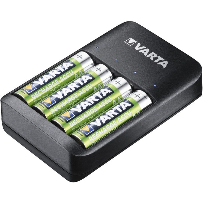 Ni-MH VARTA QUATRO 57652 batteriladdare + 4 Varta 2100 mah AA-batterier