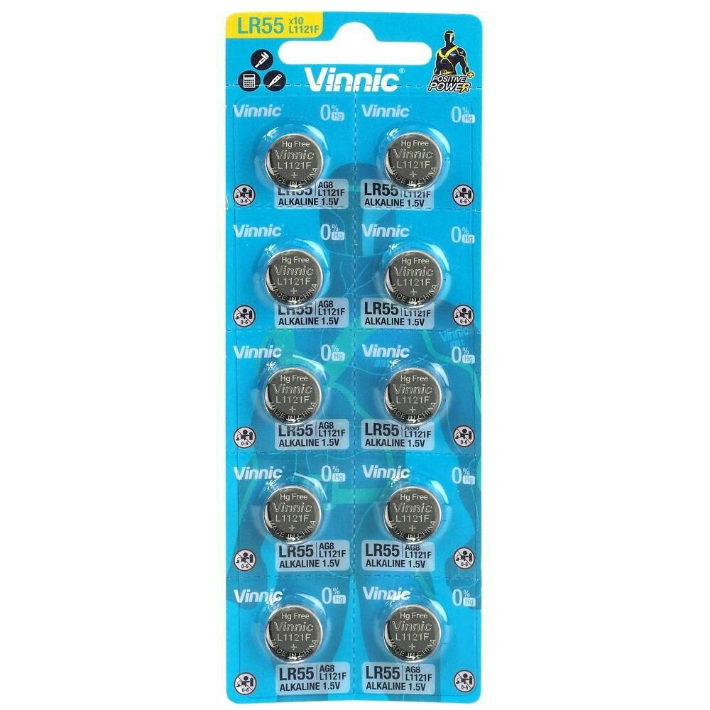 10 x Vinnic LR55 /  L1121 / AG8