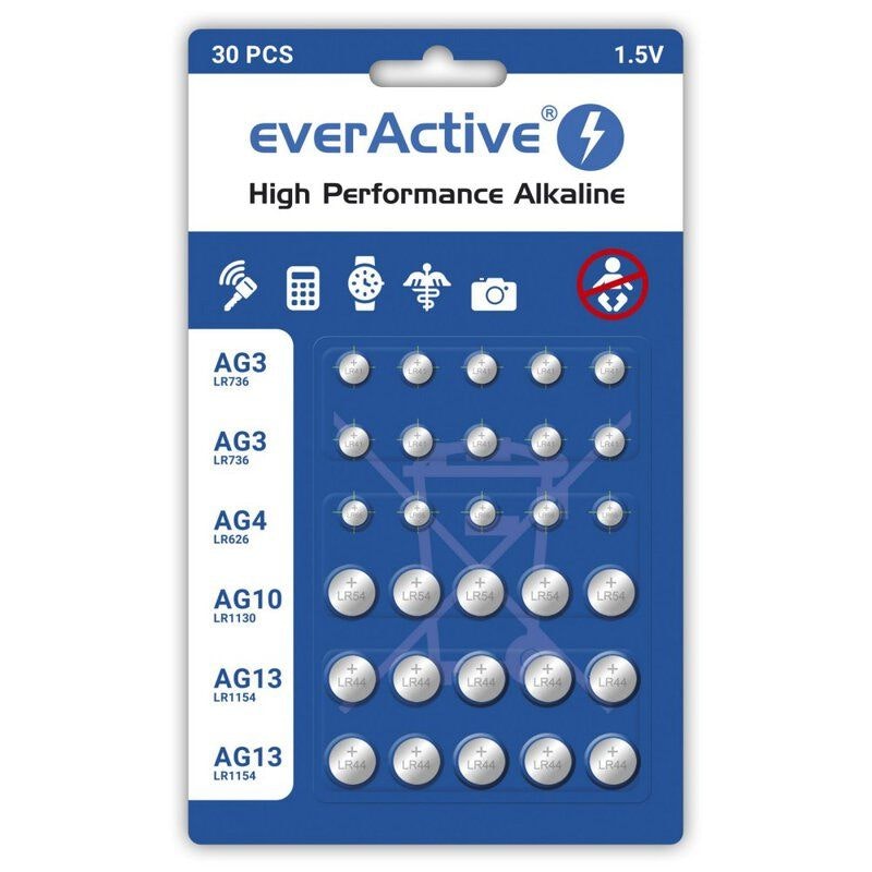 30 st olika everActive mini alkaliska batterier