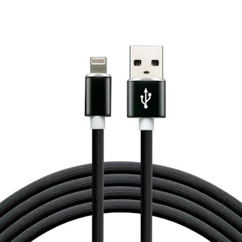 USB Silikonkabel-Lightning/iPhone 100cm med stöd för snabb laddning, svart
