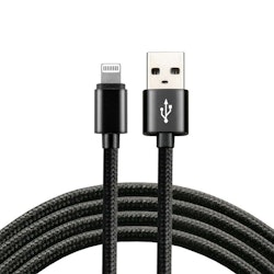 USB flätad kabel - Lightning / iPhone 200cm med stöd för snabb laddning