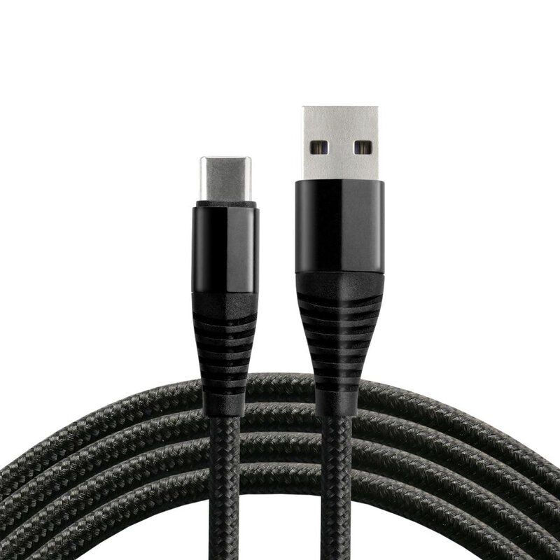 USB flätad kabel-USB-C / Type-C everActive CBB-1CHB 100cm med stöd för snabb laddning upp till 5A svart