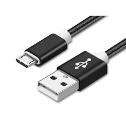 Laddkabel USB micro (Android) - 1,0 meter (svart nylon)