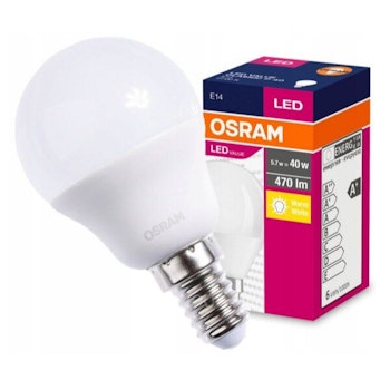 E14 OSRAM LED-glödlampa 5W P40 Varmvit 2700k