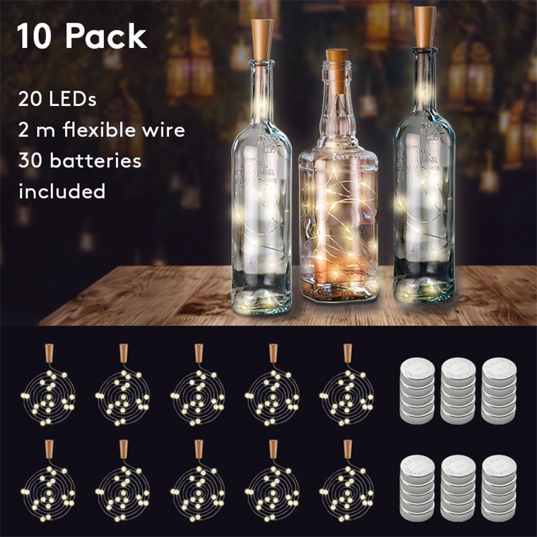 10 x flaskstränglampa med 20 lysdioder bild och info