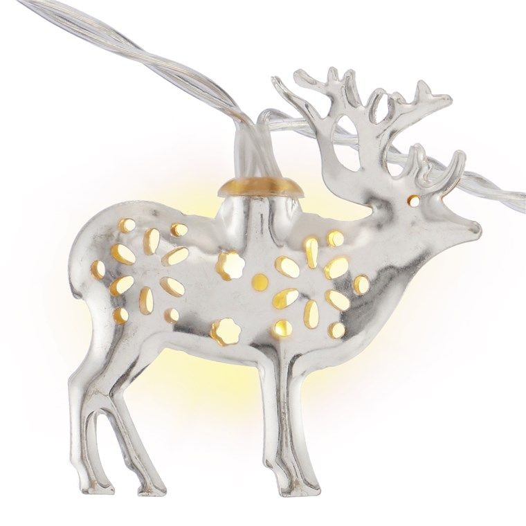 Strängljus "Ren" med 10 lysdioder, silver