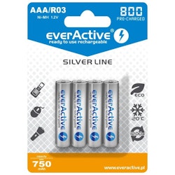 Uppladdningsbara batterier 4x  everActive R03 / AAA Ni-MH 800 mAh