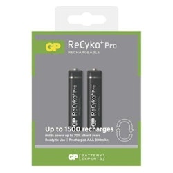Uppladdningsbara batterier 2 x R03 / AAA GP ReCyko + Pro Professional 800 mAh