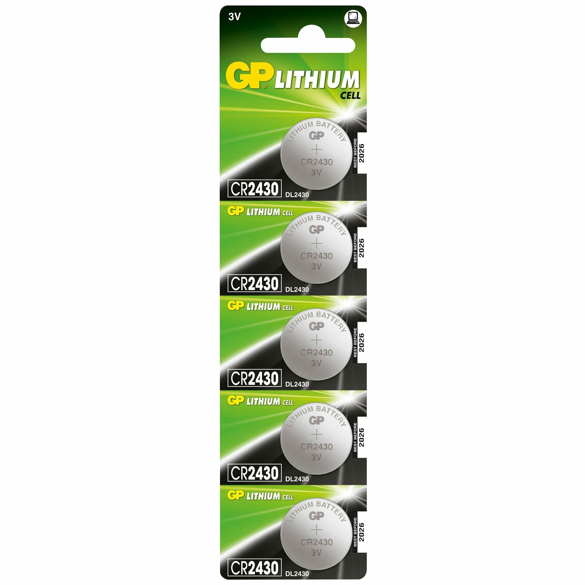 CR2430 GP, litiumbatteri 5-pack