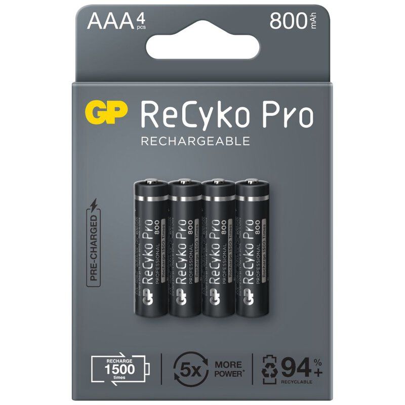 Uppladdningsbara batterier GP ReCyko Pro 800mAh -4 st