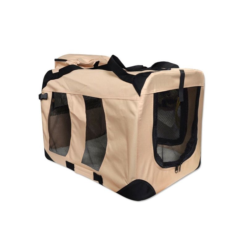 Hundtransportlåda + liggunderlag (storlek M / 70 cm, beige)