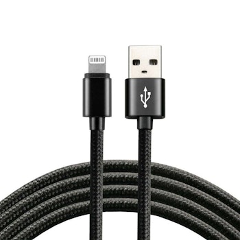 USB flätad kabel - Lightning / iPhone 120cm med stöd för snabb laddning