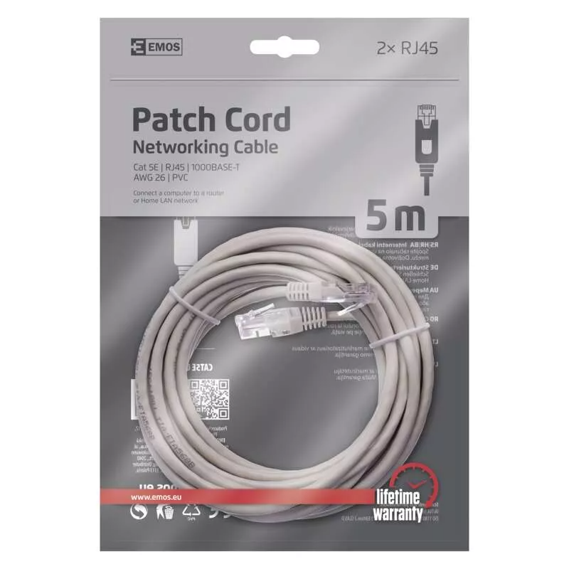 Nätverkskabel, Patch-Kabel CAT 5E UTP, 5m