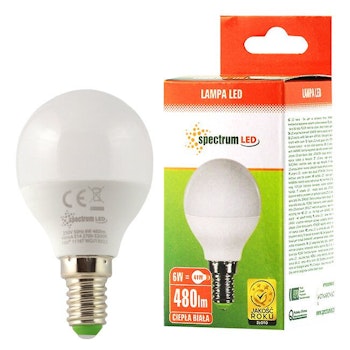 E14 LED-lampa 6W kula Spectrum