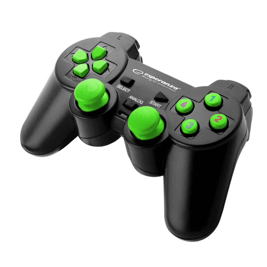 Handkontroll USB Warrior, svart/grön för PC