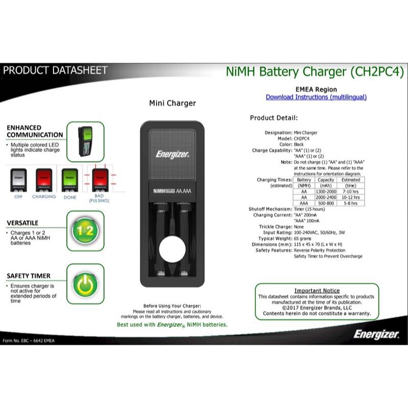 Energizer miniladdare för batterier