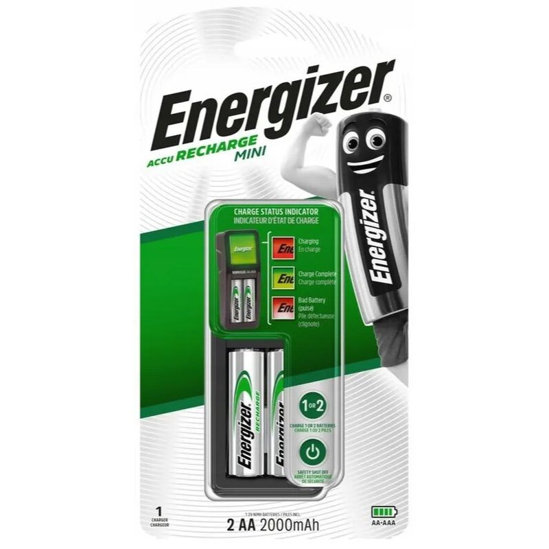 Energizer miniladdare + 2 x AA 2000 mAh