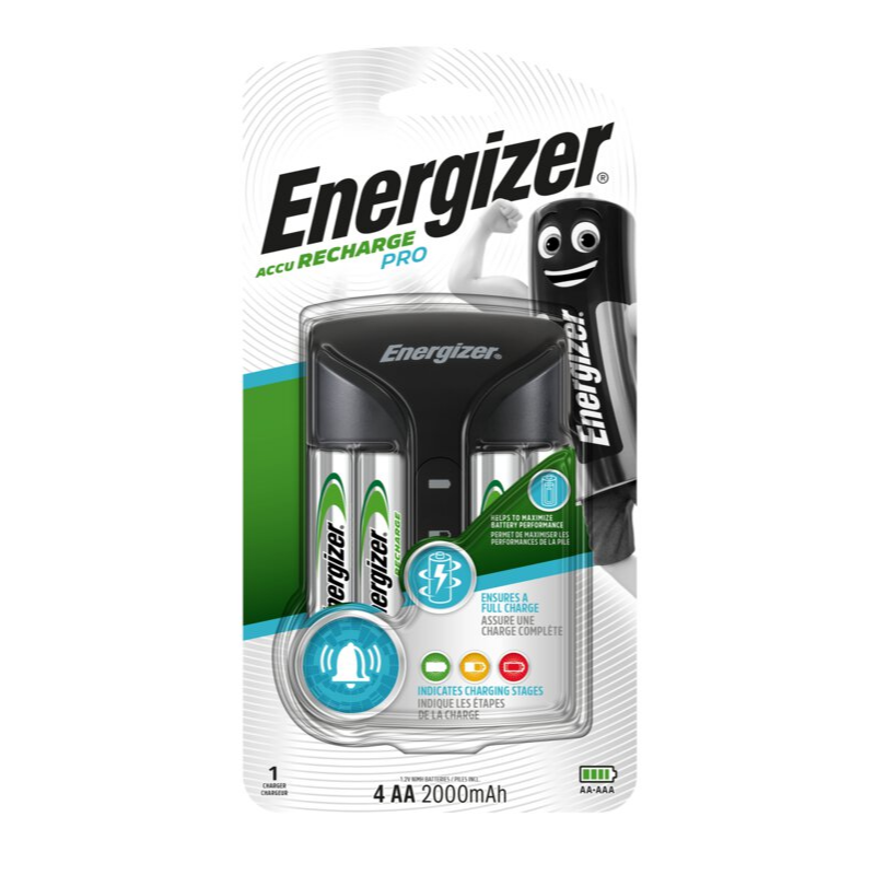 Energizer PRO Laddare + 4 x R6/AA 2000 mAh