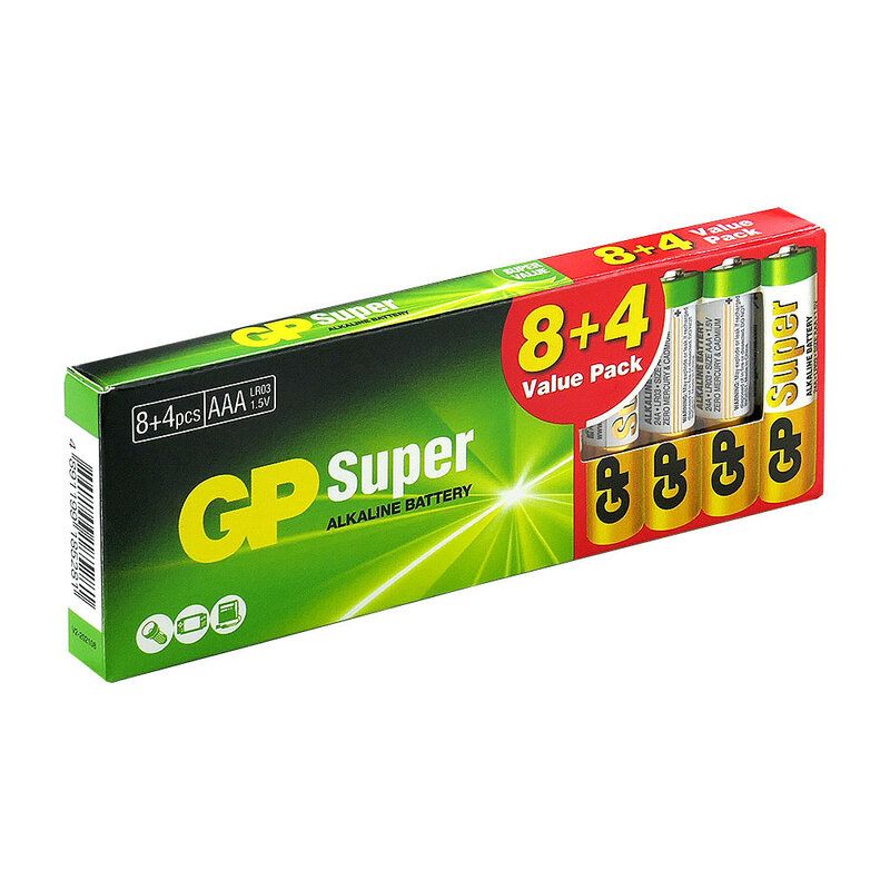 AAA batterier 12 x GP Super