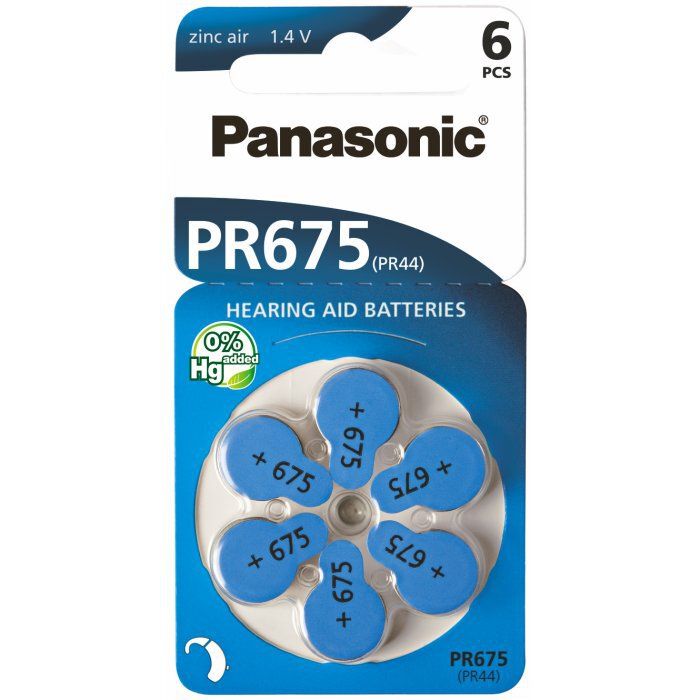 Hörapparatsbatterier Panasonic PR675