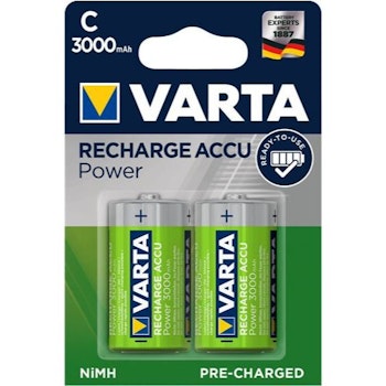 Uppladdningsbara batterier Varta C / R14 Ni-MH 3000 mAh, 2 st