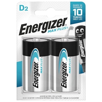 D-batterier / LR20 Energizer Max Plus, 2-pack
