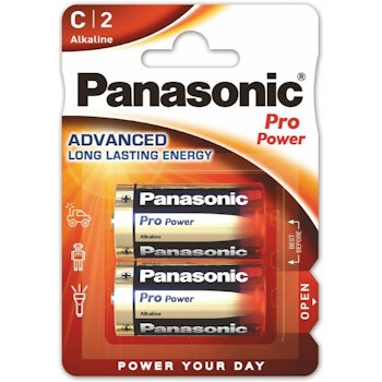 C-batterier (LR14) Panasonic Alkaline PRO Power, 2-pack
