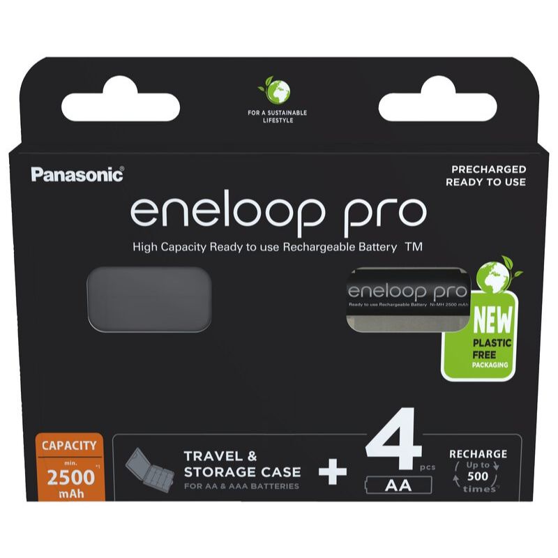 Uppladdningsbara batterier  Eneloop PRO NEW AA, 2500mAh 4-pack +box