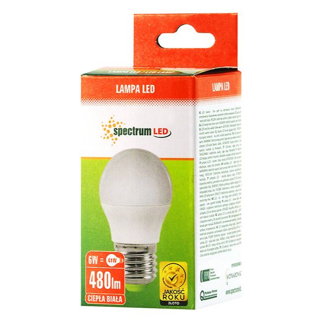 varmvit LED-lampa 6W E27