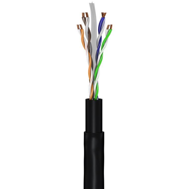 CAT 6 Outdoor Patch-kabel, U/UTP, svart, 20 meter goobay