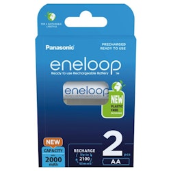 Uppladdningsbara batterier 2 x Panasonic Eneloop R6 AA 2000mAh, BK-3MCDE