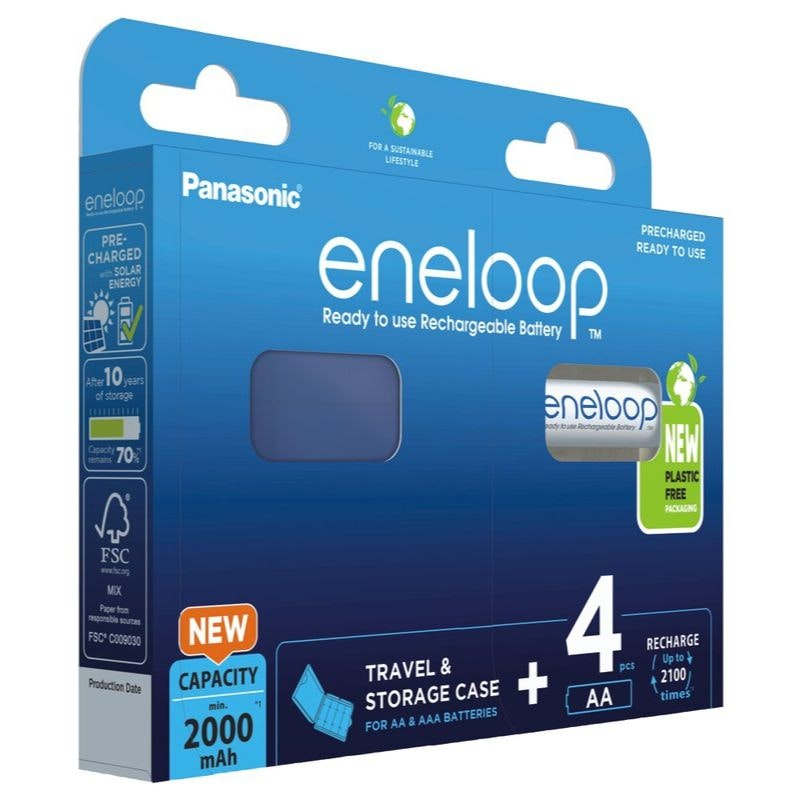 Uppladdningsbara batterier Panasonic Eneloop Ni-MH 2000mAh BK-3MCDEC4BE,