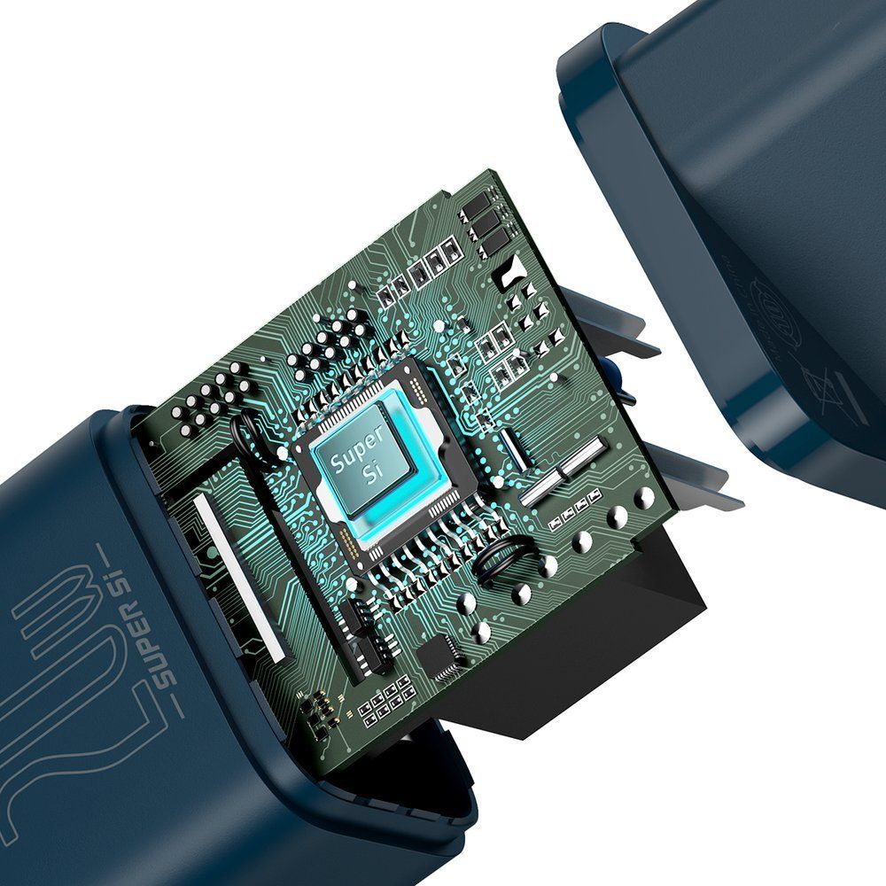 Baseus Super Si 1C snabb väggladdare USB Typ C 20 W Strömförsörjning blå teknik