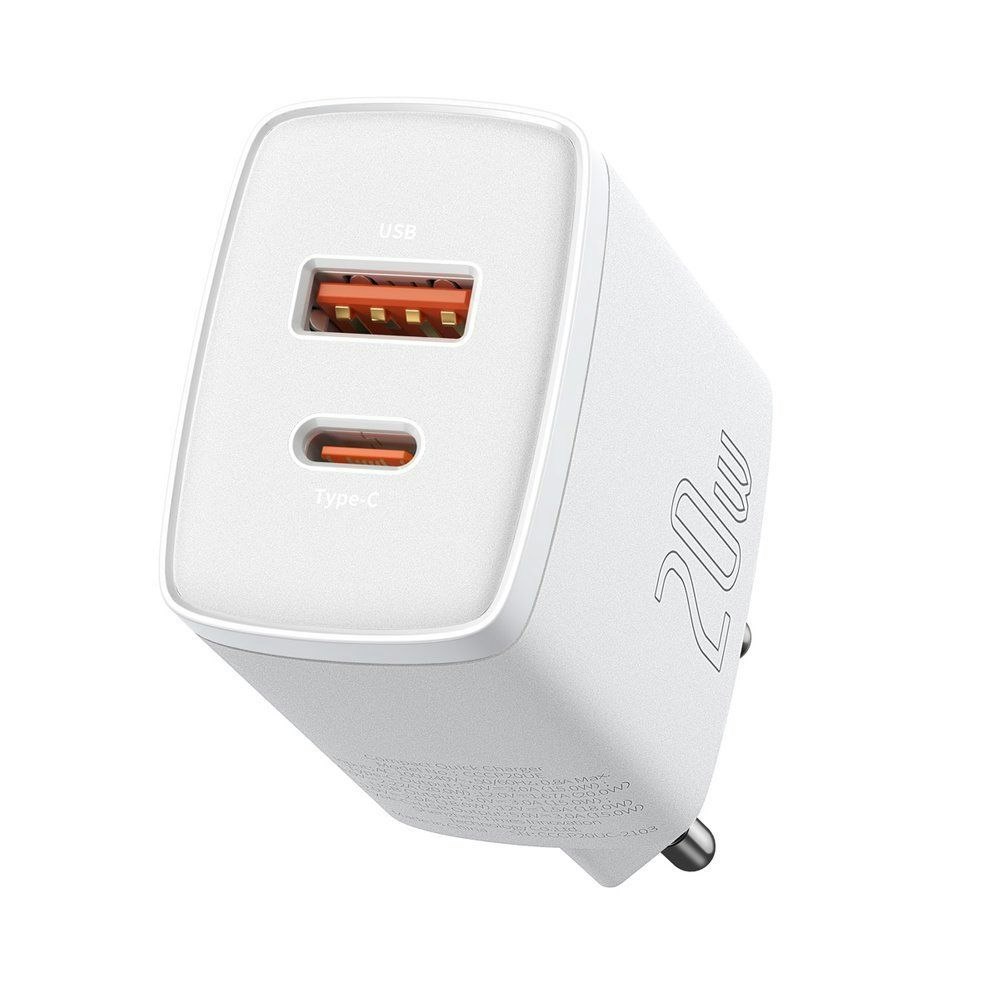 Baseus Compact Snabb USB / USB Typ C Laddare 20W 3A Strömförsörjning Snabbladdning 3.0 vit