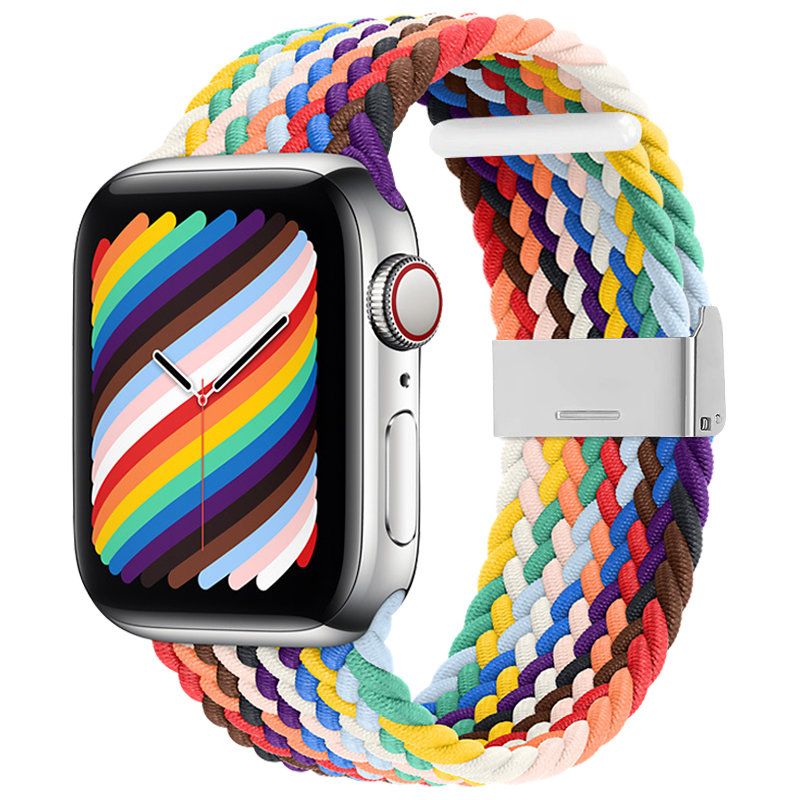 Apple Watch (42/44/SE/45/49mm) Hurtel Flätad Tygrem i flera färger, mönster 2