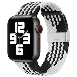 Klockarmband med flätat Svart/Vitt tygband för Apple Watch Ultra / 8/7/6 / SE / 5/4/3/2 (49 mm / 45 mm / 44 mm / 42 mm)