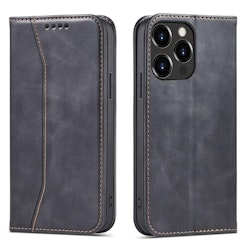 Magnet Fancy Case fodral för iPhone 14 Pro Max flip cover plånboksställ svart
