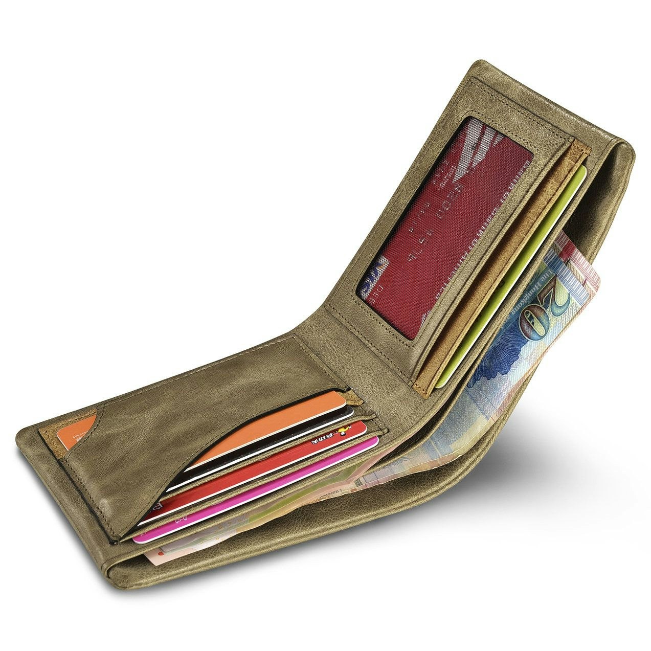 iCarer plånbok i khaki läder bild6
