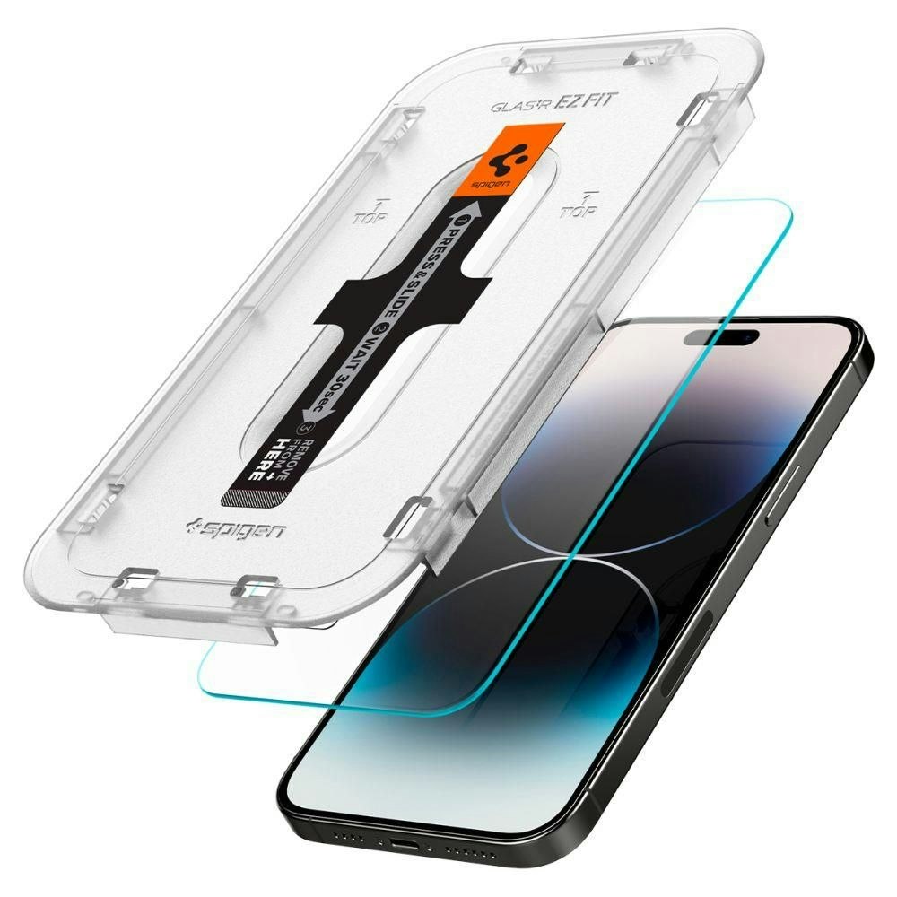 Spigen iPhone 14 Pro Max Skärmskydd GLAS.tR EZ Fit 2-pack bild2