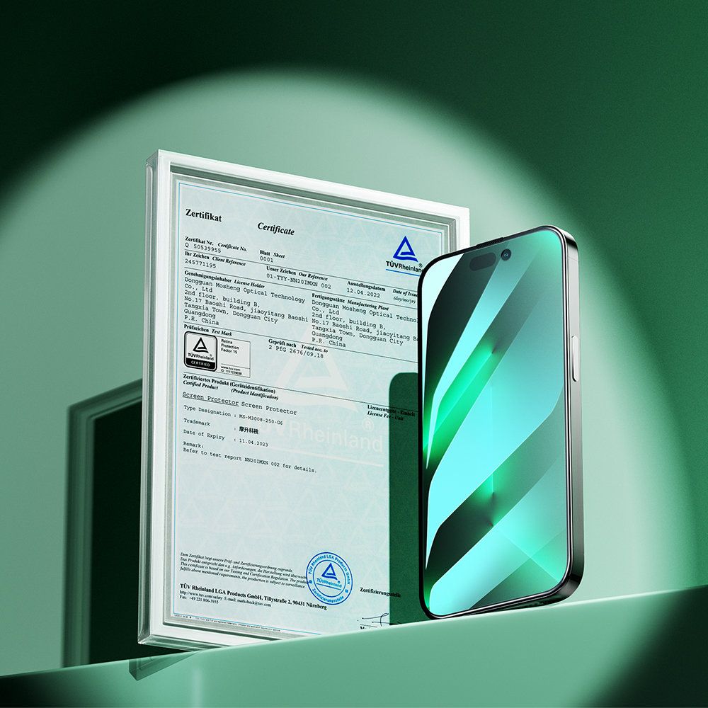 Joyroom Knight Green Glass för iPhone 14 Pro Max med helskärmsfilter mot blått ljus bild2