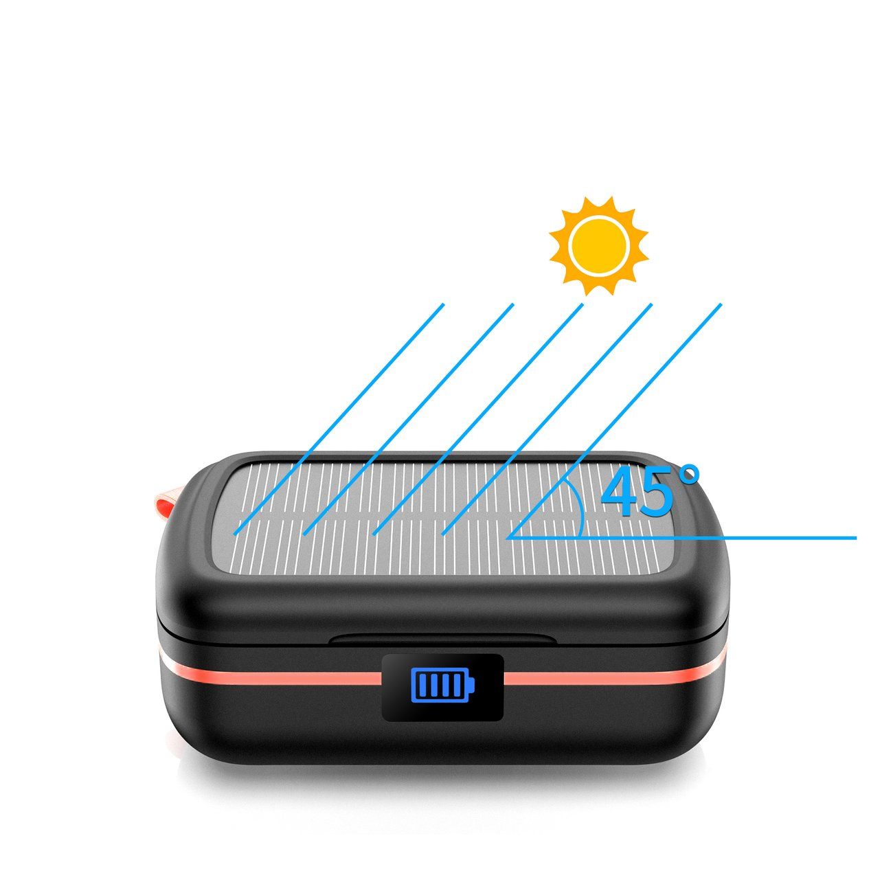 Choetech TWS trådlösa hörlurar vattentäta med solpanel och inbyggd 2500mAh powerbank svart bild 7