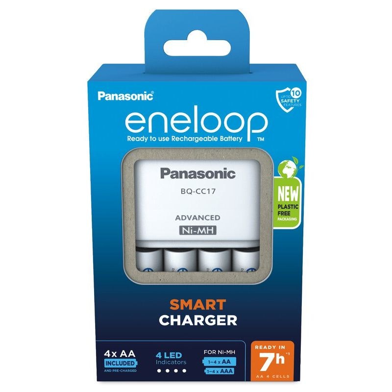 Uppladdningsbar batteriladdare Panasonic Eneloop BQ-CC17 + 4 x R6/AA Eneloop 2000mAh