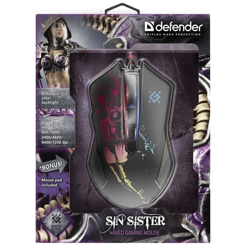 USB Defender Sin Sister GM-933 7200DPI Optisk spelmus bild 6