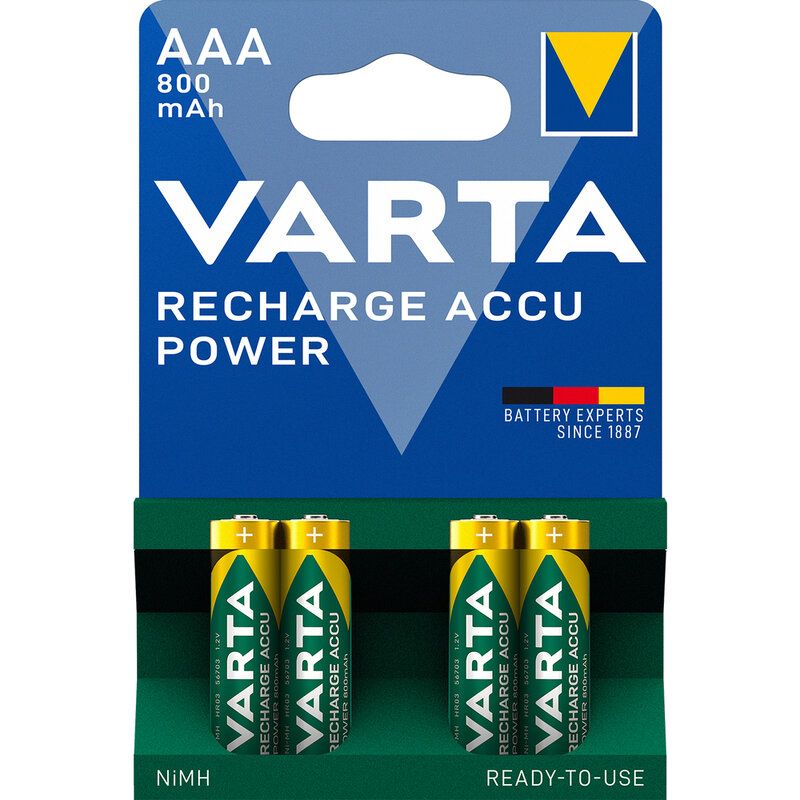 Uppladdningsbara batterier 4 x Varta Ready2use R03 AAA Ni-MH  800 mAh