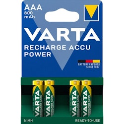 Uppladdningsbara batterier 4 x Varta Ready2use R03 AAA Ni-MH  800 mAh