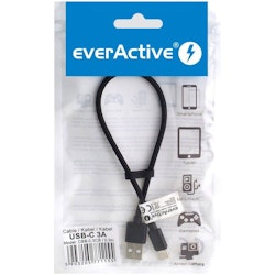 Nylon USB-kabel - USB-C  everActive CBB-0.3CB 0.3m svart