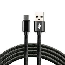 Nylon USB-kabel - USB-C  everActive CBB-0.3CB 0.3m svart